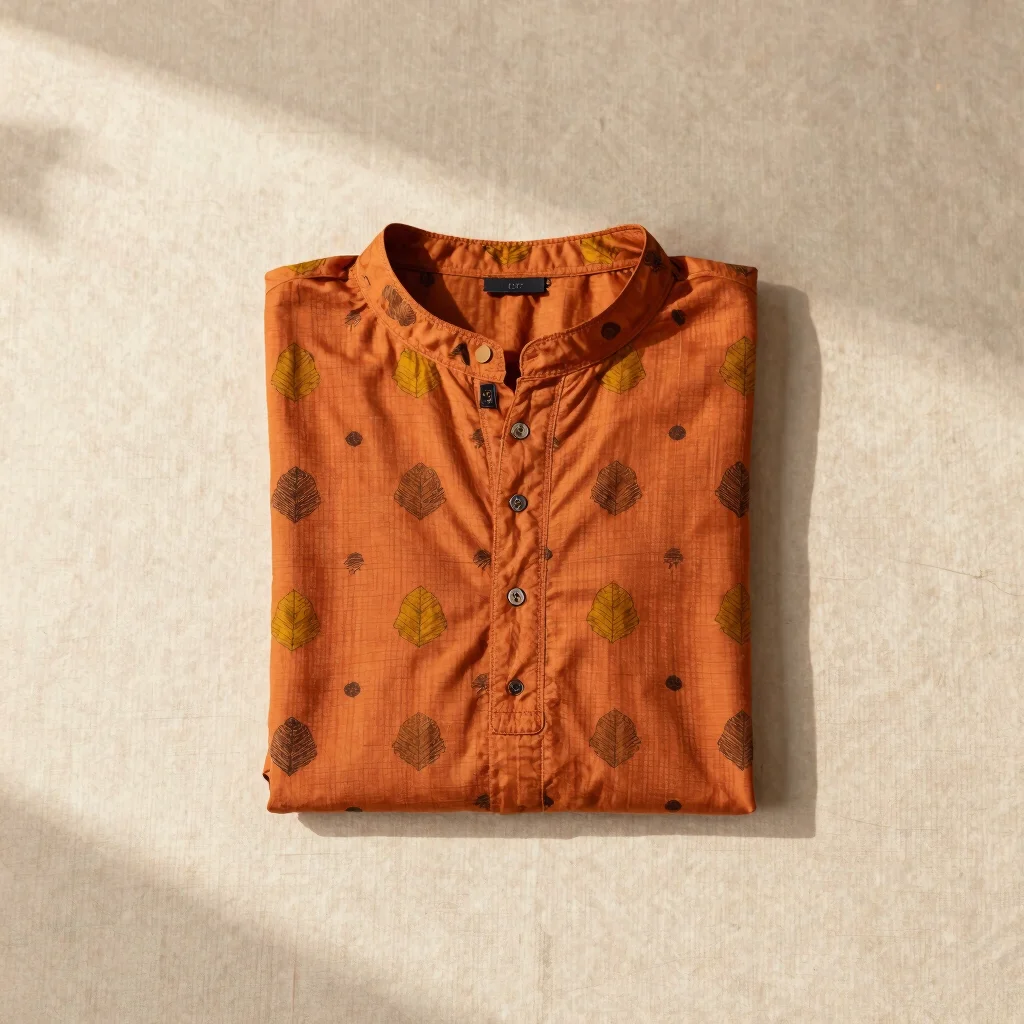 1970s Burnt Orange Printed Kurta