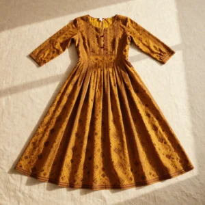 Geometric Block-Printed Anarkali Frock